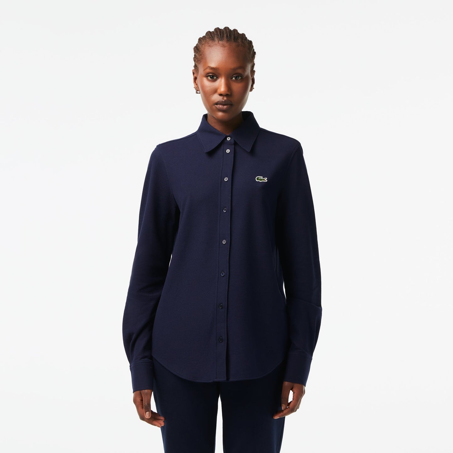 Women's Lacoste French Collar Cotton Pique Shirt - CF1541