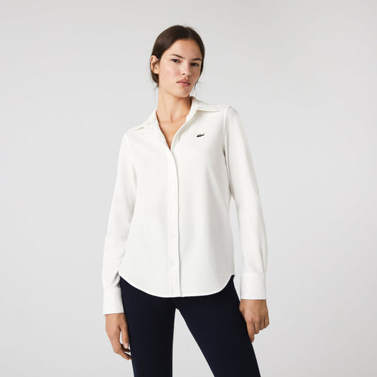 Women's Lacoste French Collar Cotton Piqué Shirt - CF1541