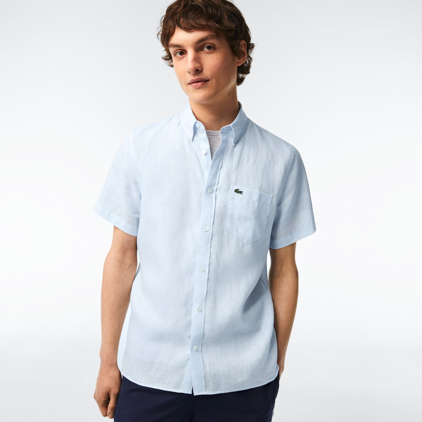 Mens Lacoste Short Sleeve Linen Shirt - CH5699