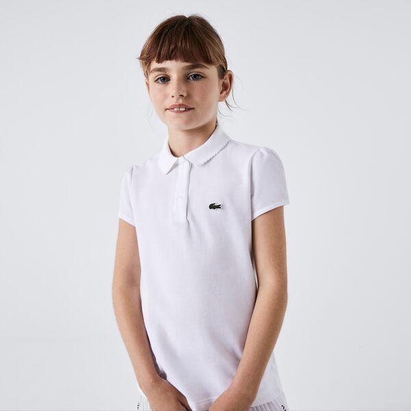 Girls' Lacoste Scalloped Collar Mini Pique Polo Shirt - PJ3594