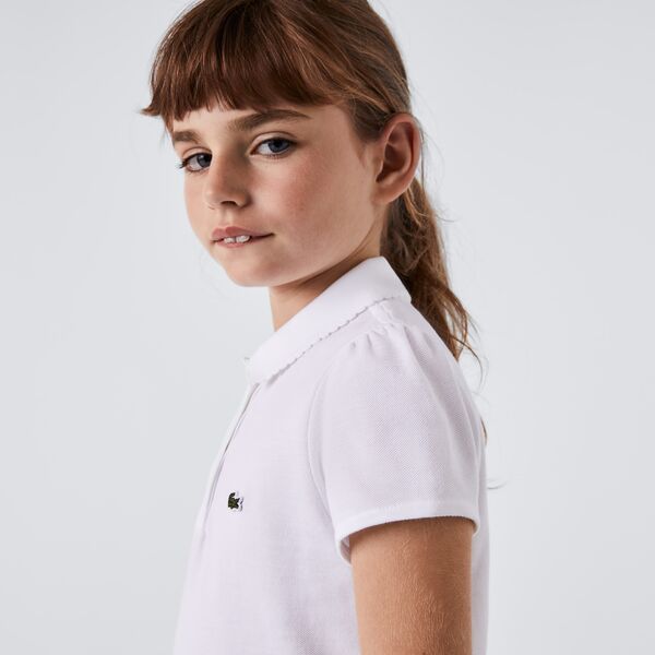 Girls' Lacoste Scalloped Collar Mini Piqué Polo Shirt - PJ3594