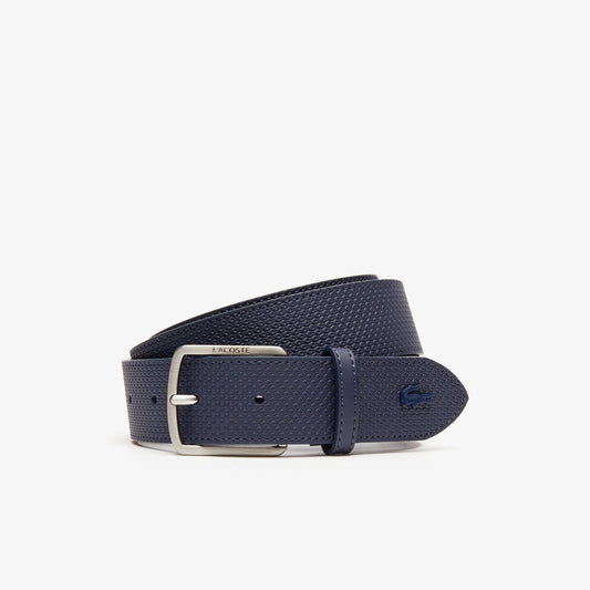 Men's Lacoste Engraved Buckle Texturised Leather Belt - RC4005