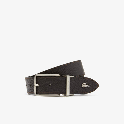 Men's Lacoste Engraved Buckle Grained Leather Belt - RC4021