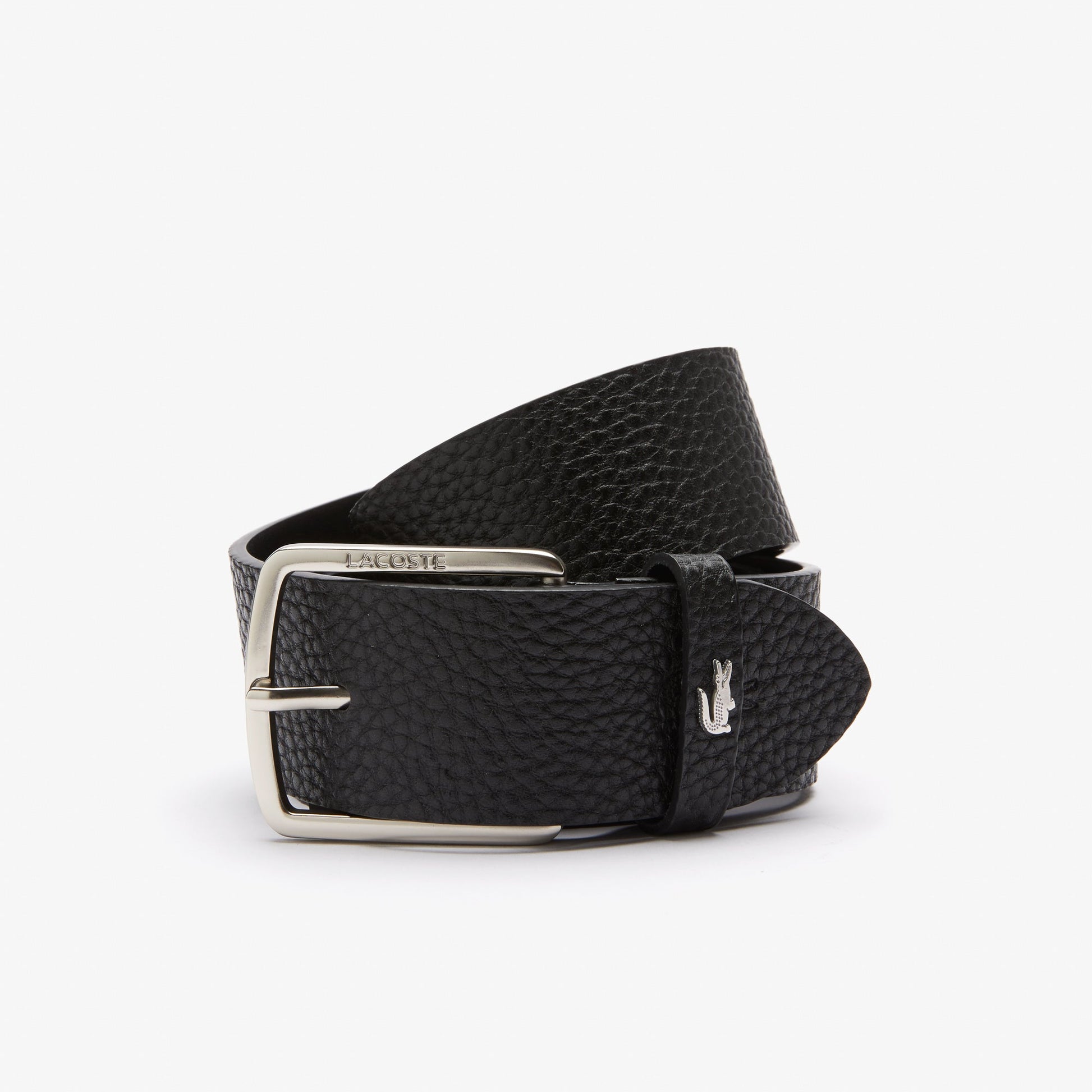 Men's Lacoste Engraved Square Buckle Grained Leather Belt - RC4044