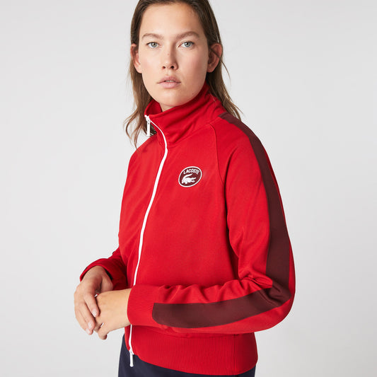 Women's Lacoste Badge Piqué Zippered Sweatshirt - SF9429