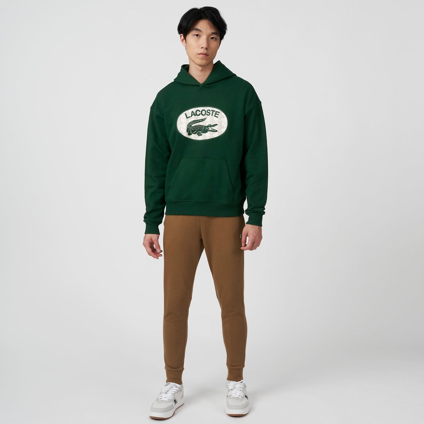 Men's Loose Fit Branded Monogram Hooded Sweatshirt - Sh0067