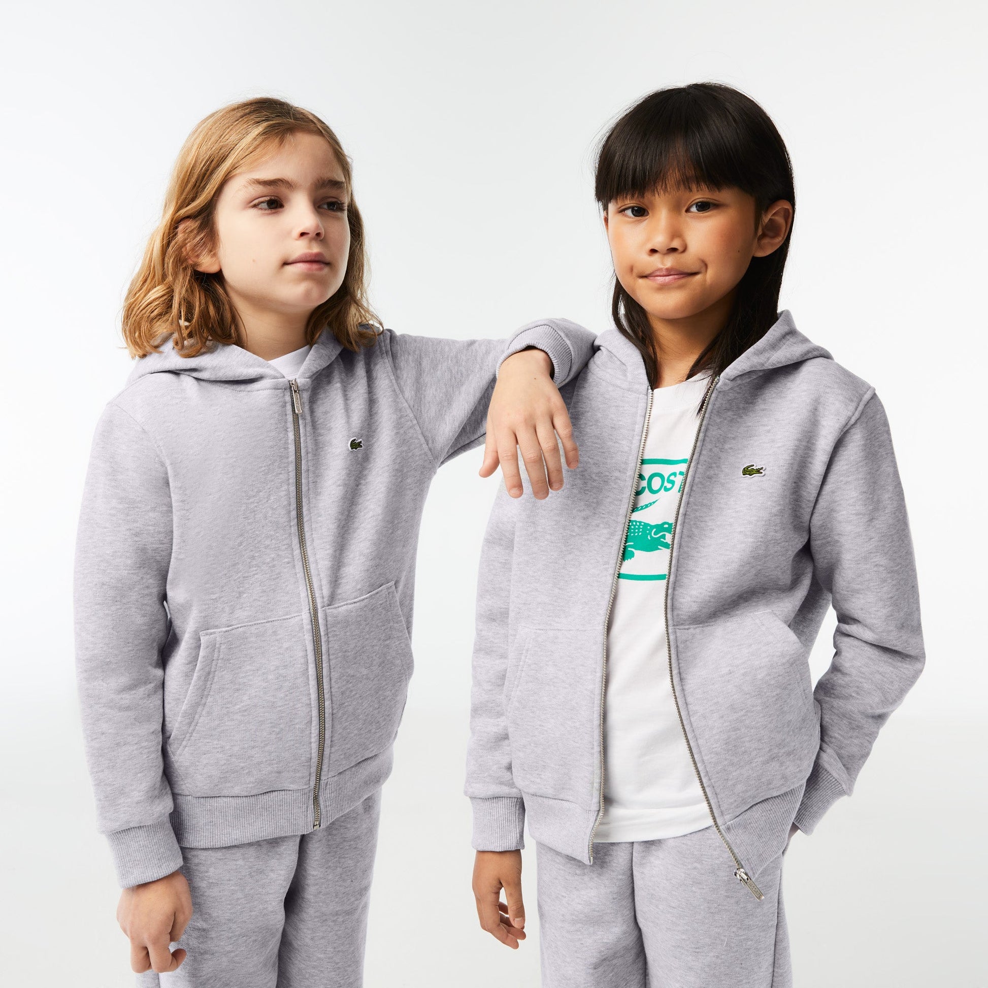 Kids' Lacoste Kangaroo Pocket Hooded Zippered Sweatshirt - SJ9723